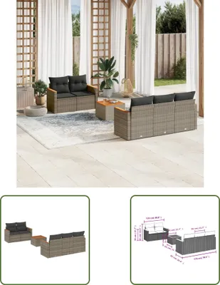 Produktbild von The Living Store 6-tlg. Garten-Sofagarnitur mit Kissen Grau Poly Rattan