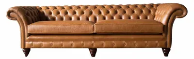 Produktbild von Sofa 4 Sitzer Couch Polster Chesterfield Sofa Sitz Leder Design Braun Möbel