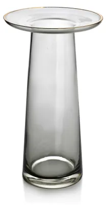 Image de Vase en verre, vase décoratif, vase pour table, plante, gris. MONDEX, 25 cm
