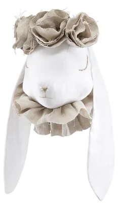 Produktbild von Wandtrophäe Hasendame aus Leinen - 48 x 24 cm - Beige | by SEVIRA KIDS