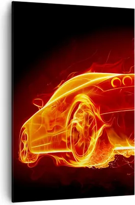 Produktbild von Bild auf Leinwand - Leinwandbild - Einteilig - Auto Feuer Illustration - 70x100cm - Wand Bild - Wanddeko - Wandbilder - Leinwanddruck - Wanddekoration - Leinwand bilder - Wandbild - PA70x100-0204