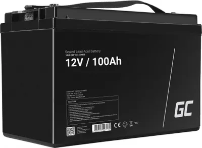 Zdjęcie produktu dla Green Cell AGM30, szczelny akumulator kwasowo-ołowiowy (VRLA), 100 Ah, 12 V, morski/rekreacyjny, bezobsługowy, czarny