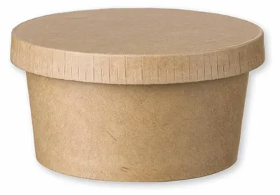 Produktbild von 50x Eisbecher Feinkostbecher aus Kraftpapier  rund 140ml braun mit Deckel