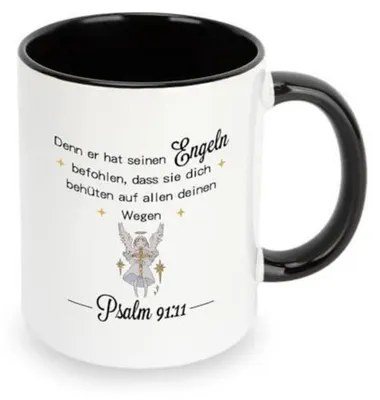 Immagine prodotto di Tazza cristiana con versetto biblico, colore nero