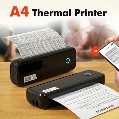 Produktbild von A4 Thermotransferdrucker, mit mobilem Computer 56 mm/77 mm/107 mm/210 mm/216 mm, kommt mit 3 Thermopapierrollen, tintenloser Druck, PDF-Datei