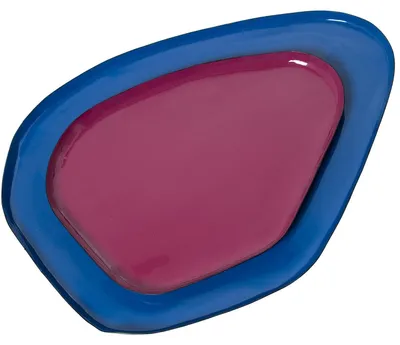 Productafbeelding van Set van 2 dienbladen van geëmailleerd metaal, blauw, 32 x 41 x 2 cm