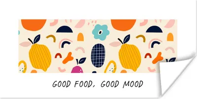 Produktbild von MuchoWow® Poster Sprichwörter - Essen - Gutes Essen, gute Laune - Zitate 120x60 cm - Bild