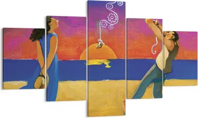 Produktbild von Bild auf Leinwand - Leinwandbild - 5 Teile - Symbol Liebe Surrealismus - 125x70cm - Wand Bild - Wanddeko - Wandbilder - Leinwanddruck - Bilder - Wanddekoration - Leinwand bilder - EA125x70-4411