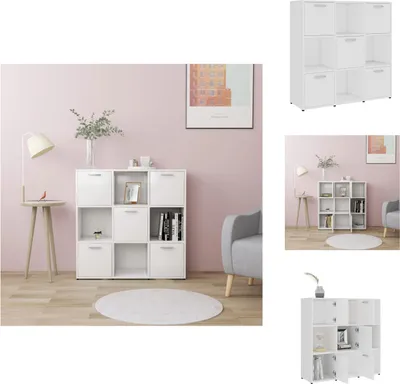 Obrázek produktu pro vidaXL Knihovna bílá 90x30x90 cm Materiál na bázi dřeva - Knihovny a regály