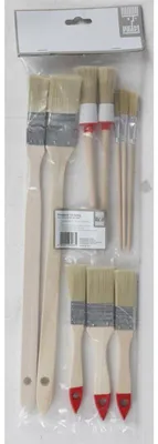 Produktbild von 6x Pinsel Set 10er Rund Flach Malern Streichen Farben Lacke Lasuren Werkstatt