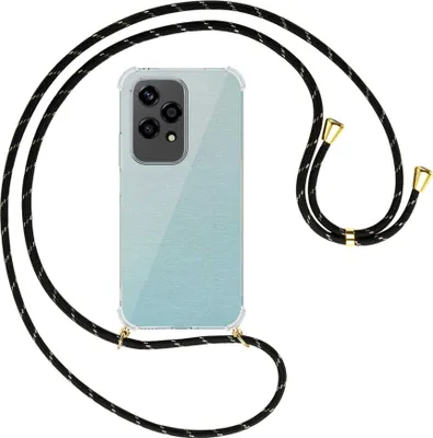 Produktbild von Handykette Backcover-Schutzhülle mit Band (Metall goldfarben) für Honor 200 Lite - schwarz/gold