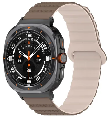 Obrázek produktu pro Pro Samsung Galaxy Watch Ultra 47mm Dot Pattern Silicone Magnetic Strap Brown