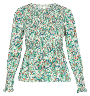 Produktbild von GELYA damen bluse - grün mehrfarben, XL
