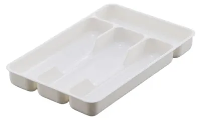 Besteck-Organizer für Schubladen, 2 Fächer, Kunststoff, weiß
