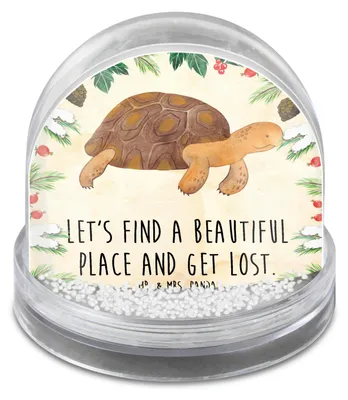 Produktbild von Mr. & Mrs. Panda Weihnachts Schneekugel Schildkröte Marschieren - Naturpapier - Geschenk, Motivation, Meer, Inspiration, dekoartikel, wasserkugel, schnee kugel, Abenteuer
