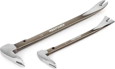 Productafbeelding van Unyqoos® 2-delige set breekijzer en nageltrekker (kistopener) – 8"/21 cm en 12"/30 cm, breekijzer met beitel/schraper