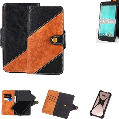 Produktbild von K-S-Trade Handyhülle Schutzhülle Bookstyle Case Wallet-Case kompatibel mit Energizer H550S Handy Cover Bumper Klapphülle schwarz hellbraun 1x