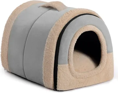 Produktbild von Katzenbett Hollypet Katzenbett, kleines Hundebett, faltbares 2-in-1-Haustierbett für Katzen und kleine Hunde, warmes Hohlnest, Katzenloch aus Kristall