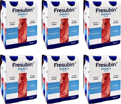 Produktbild von Fresubin ENERGY Drink Erdbeere | Trinknahrung hochkalorischer Energy Drink Erdbeere 6x4x200ml Trinkflasche