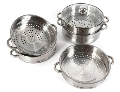 Produktbild von Dampfgarer aus Edelstahl, 5-lagig, mit Glasdeckel