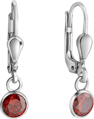 Produktbild von V Ohrhänger 925/- Sterling Silber 2,2cm weiß Zirkonia rot 064230002-7