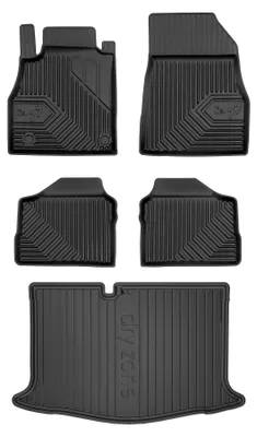 Productafbeelding van Rubberen automatten + kofferbakmat voor Nissan Micra K14 2016-2022 (hatchback) – 5-delig, zwart, op maat – Wielganizator
