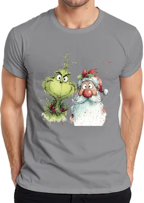 Obrázek produktu pro Grinch Father Christmas vtipný vánoční dárek vintage pánské tričko, šedé, XXL
