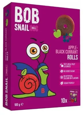 PRZEKĄSKI ROLL JABŁKO - CZARNA PORZECZKA BEZ DODATKU CUKRÓW BEZGLUTENOWE 100 g - BOB SNAIL