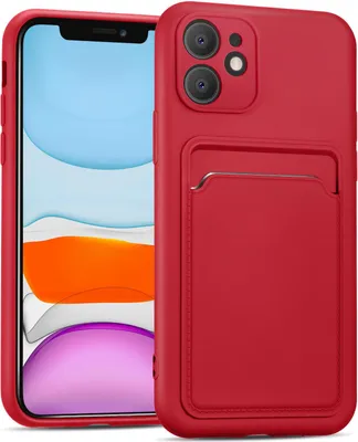 Immagine prodotto di Custodia per cellulare per Apple iPhone 11 Custodia in silicone con slot per schede Slim Wallet Case, rosso