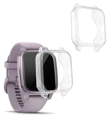 Produktbild von kwmobile 2x Sport Schutzhülle kompatibel mit Garmin Venu Sq Music / Sq Hülle - Silikon Cover klar - Case ohne Tracker - Transparent