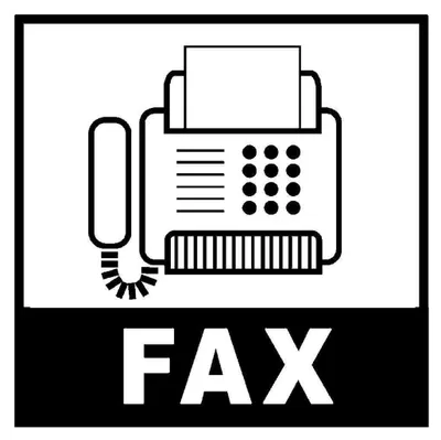 A graphic illustration of a fax machine with the word "FAX" below it.