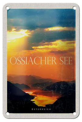 Produktbild von Blechschild Reise 12x18cm Ossiacher See Natur Sonnenuntergang Schild
