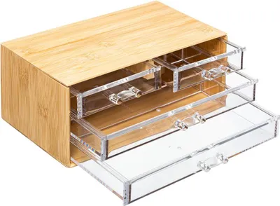 Produktbild von 5five Simply Smart Schmuckbox Selena mit 4 Schubladen, Schmuckaufbewahrung, Bambus, Kunststoff, 23 x 15 x 10 cm, 174660
