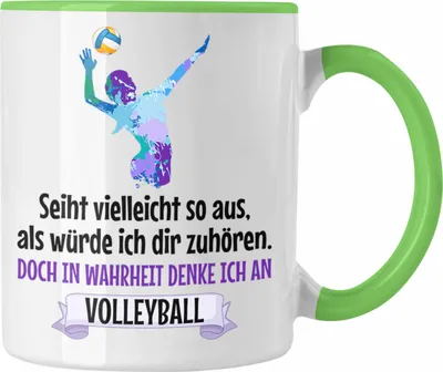 Produktbild von Trendation - Volleyball Geschenk Tasse Coach Herren Mädchen Kaffee Zubehör Volleyball-Spieler Spielerin (Grün)