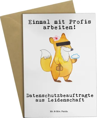 Produktbild von Mr. & Mrs. Panda Grußkarte Datenschutzbeauftragte Leidenschaft - Weiß - Geschenk, Spruch, Witzig, Beruf, Datenschutz, neujahrskarte, osterkarten, einladungskarten, Lustig