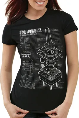 Produktbild von style3 2600 VCS Computer Blaupause Damen T-Shirt 80er Joystick 8-Bit retro gamer, Farbe:Schwarz, Größe:S