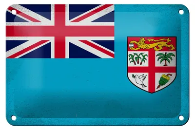 Produktbild von Blechschild Flagge Fidschi 18x12cm Flag of Fiji Vintage Dekoration