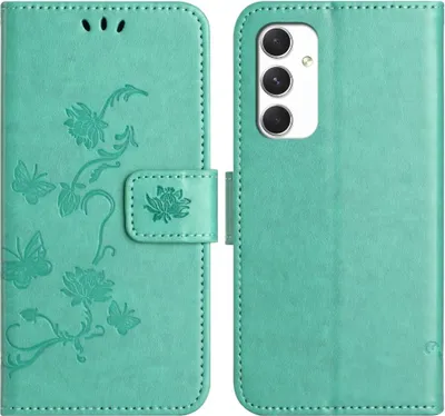 Produktbild von Samsung Galaxy A16 Hülle - Coverup Blumen & Schmetterlinge Klapphülle - Mintgrün
