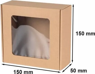 Zdjęcie produktu dla Karton Z Okienkiem Eko brąz Pudełko Kartonowe Ozdobne 150x150x50mm Fala E