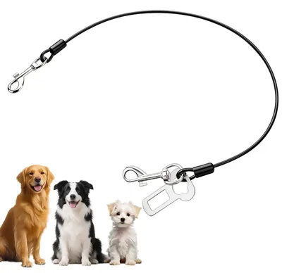 Produktbild von Hundesicherheitsgurt Autogurt Hundegurt - Stahlseil - Kauschutz - 60 cm - Mit Metallkarabiner