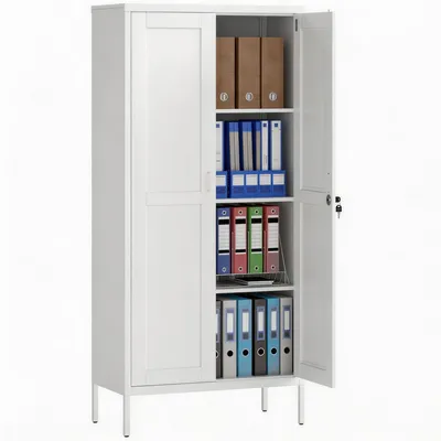 Immagine prodotto di HOMCOM Armadio per Ufficio in Acciaio a 3 Ripiani Regolabili con Serratura e 2 Chiavi, 80x40x175 cm, Bianco