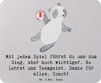Produktbild von Mr. & Mrs. Panda Mouse Pad Handball Trainerin Dankeschön - Grau Pastell - Geschenk, Mauspad, Sportart, Danksagung, Überraschung, Mousepad, wichtiger, Anerkennung, pc