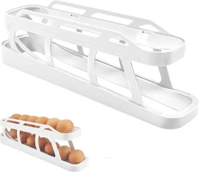 Immagine prodotto di Famanu Dispenser per uova a 2 ripiani - contenitore per uova salvaspazio - bianco