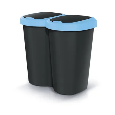Zdjęcie produktu dla Compacta B Duo kosz na śmieci niebieski/czarny pojemność 40 l jedna komora dwie pokrywy montaż ścienny NDBS40-2717C_S411