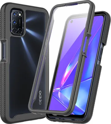 Produktbild von OPPO A52 Hülle, TPU Bumper mit Eingebautem Displayschutz 360 Grad Komplettschutz Schutzhülle für OPPO A52 / A72 / A92 4G Schwarz