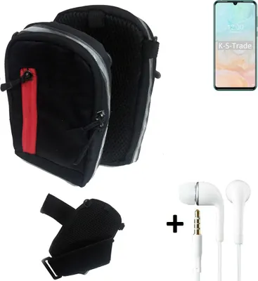 Produktbild von K-S-Trade Outdoor Gürteltasche Holster Umhängetasche + Kopfhörer kompatibel mit Doogee N20 Pro schwarz Handy Tasche Case travelbag Schutzhülle