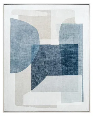 Abstrakter Leinwanddruck mit Rahmen, 80 x 4 x 100 cm, Blau