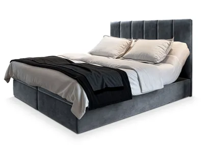 Produktbild von Masseno Boxspringbett BARINO 140x200 cm Komplett-Set mit Bonell Matratze und Topper, Polsterbett mit Bettkästen -Grau, PAROS 06