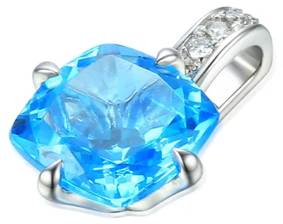 Produktbild von 585er Weissgold Anhänger Blautopas 2,55ct./5 Diam. 0,04ct.