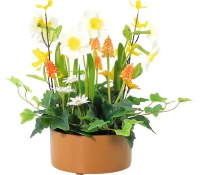 Produktbild von Künstliches Frühlingsarragement Lafiora Kunststoff H 28 cm orange